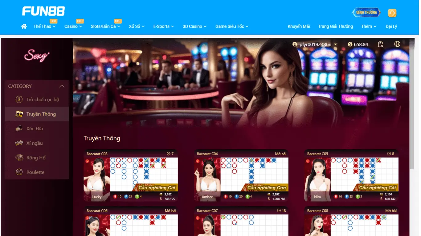 Trải nghiệm Baccarat tại FUN88