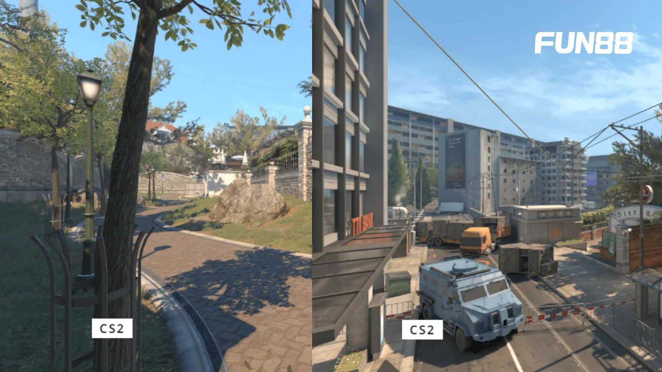 Giao diện bản đồ của CSGO 2 được phát triển đẹp và chi tiết hơn so với phiên bản cũ