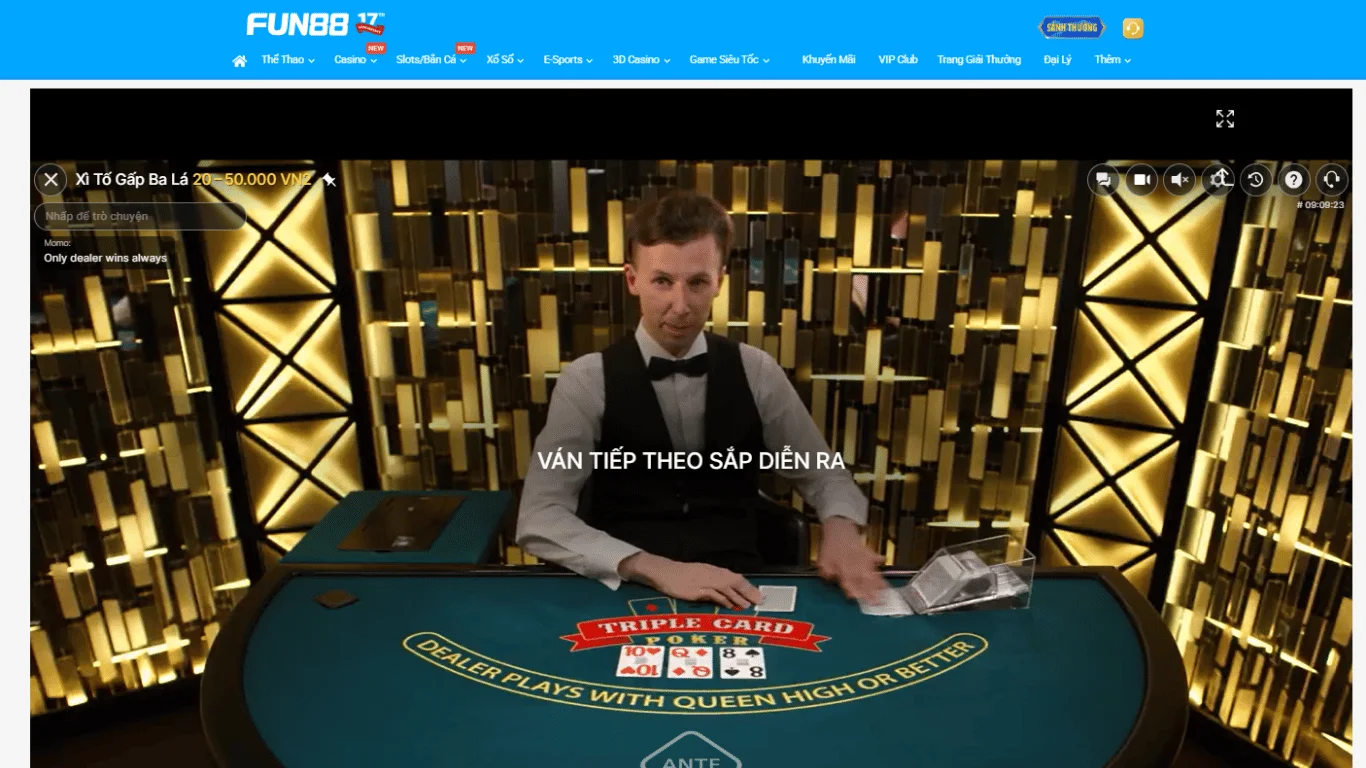 Giao diện chơi Poker online tại FUN88