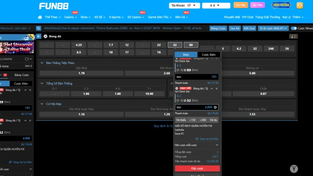 Correct Score sở hữu cách tính thưởng đơn giản