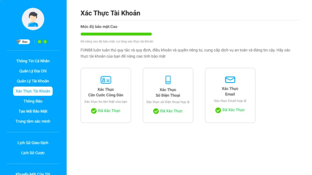 Kết quả sau khi xác minh KYC